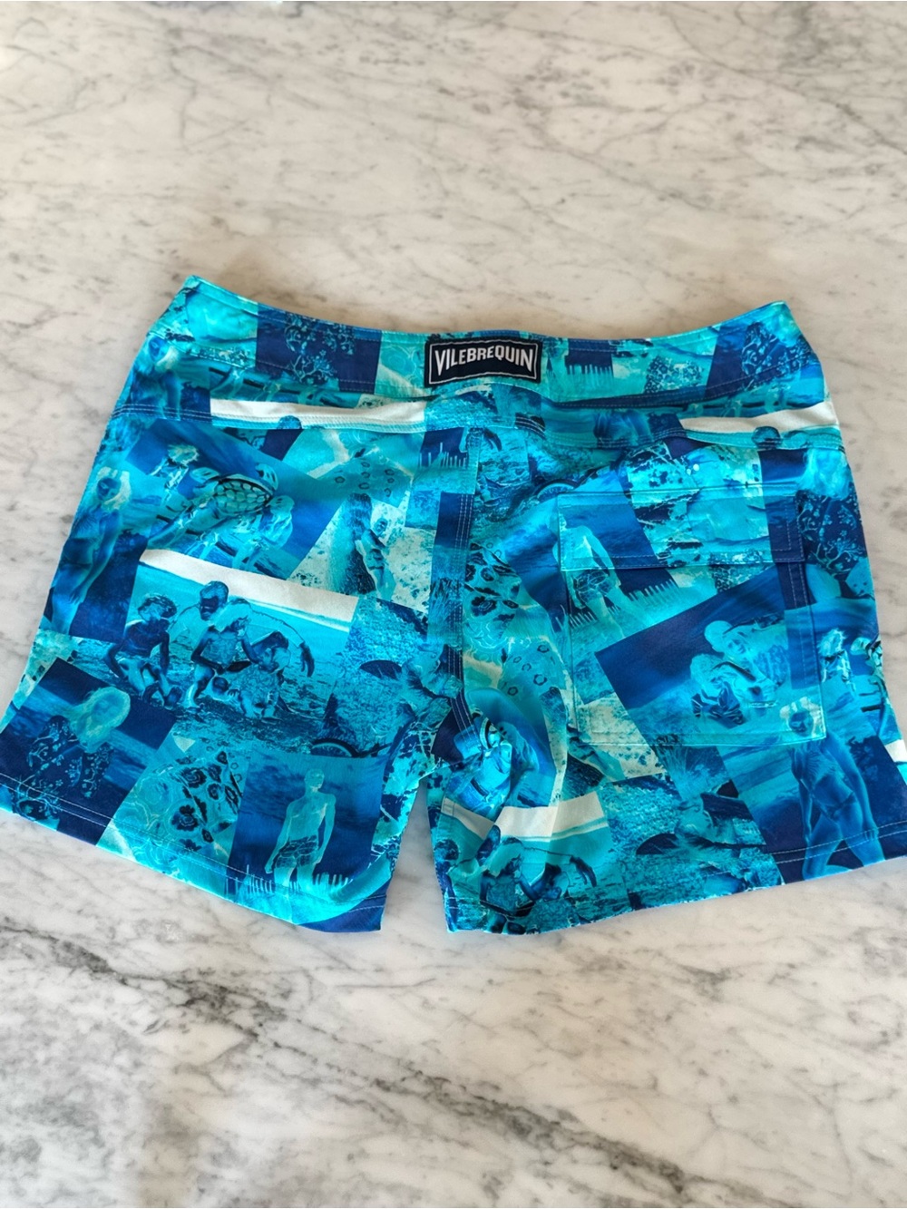 Vilebrequin Merise Fitted Swim Shorts Medium Blue Photo Snapshot Collage Trunks